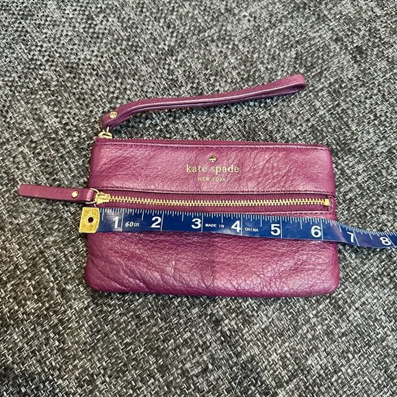 KATE SPADE Authentic Two Zipper Purple Wristlet Wallet Pouch Clutch - Picture 7 of 8